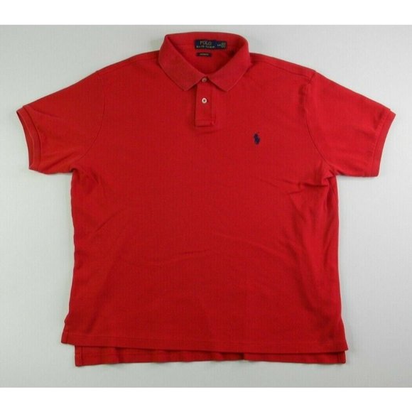 Polo Ralph Lauren Other - Ralph Lauren Polo Shirt Mens Large Red Short Sleeve Collar Custom Fit Casual 926